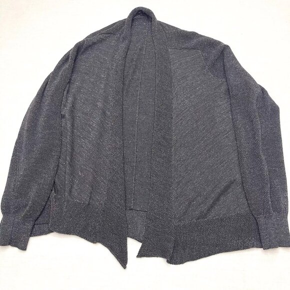 Eileen Fisher Womens Black Metallic Open Front Wool Blend Cardigan Size Medium‎ - Picture 1 of 5
